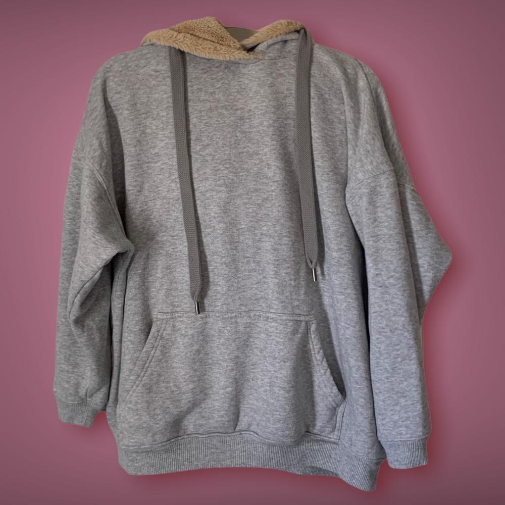 Aerie Faux Fur Hooded Pullover Sweatshirt